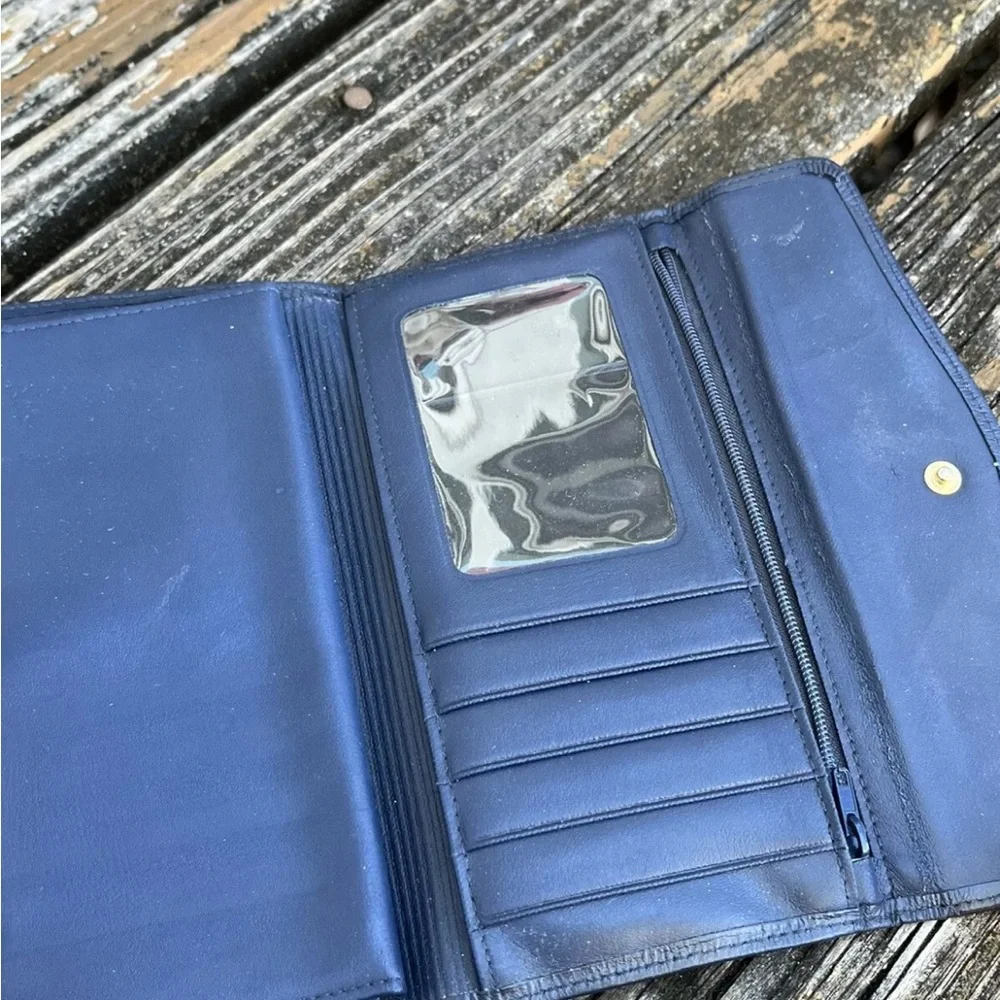Lady Buxton Leather Wallet Navy Coin Purse Credit Card Holder Vintage 70s 80s